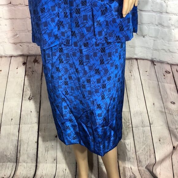 Vintage Henry Lee 2 Piece Belted Geometric Print Dress & Jacket 12 - Picture 3 of 10